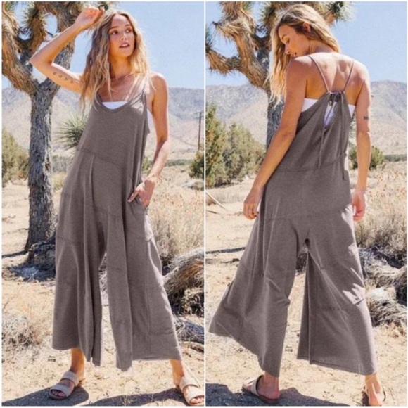 Ces Femme Pants - Ces Femme - Wide-Leg Back Tie Jumpsuit